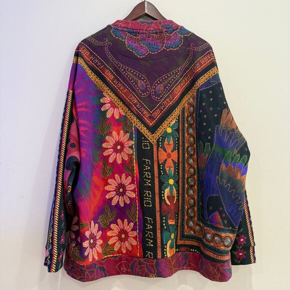 NEW NWT FARM RIO Mixed Scarves Sun Flowers Multi-Colored Sweatshirt Size XL - Picture 6 of 7